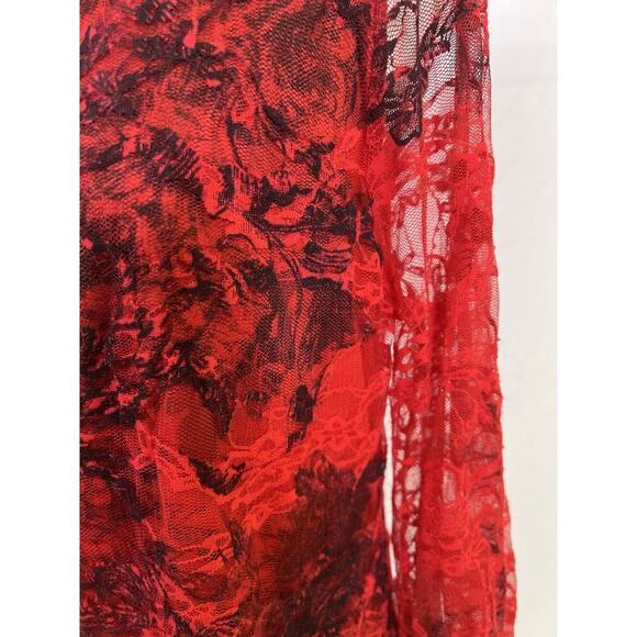 Elegant Vintage Brittany Black Red Lace Women's Top Size M Wimsigoth Romantic - Picture 6 of 13